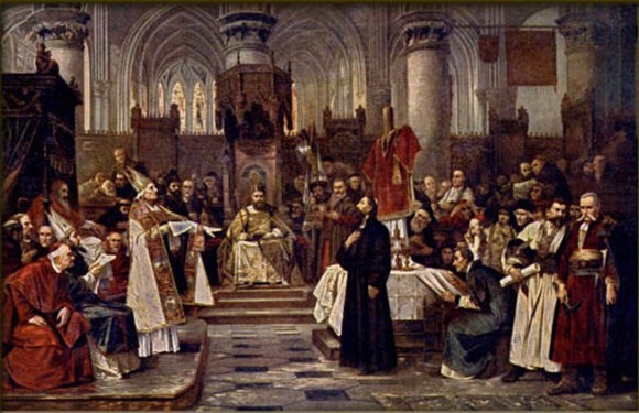 Painting of Jan Hus in Council of Constance by Václav Brožík..jpg